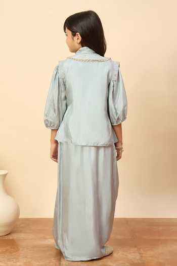 StyloBug Embroidered Jacket & Skirt Set 
