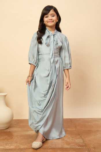 StyloBug Blue Viscose Embroidered Jacket And Skirt Set Online at Aza Fashions StyloBug_Blue Viscose Embroidered Jacket And Skirt Set _Online_at_Aza_Fashions