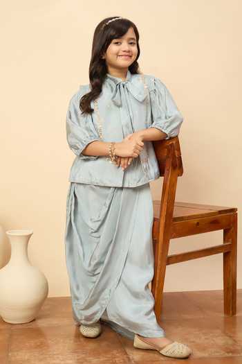 StyloBug Embroidered Jacket & Skirt Set 