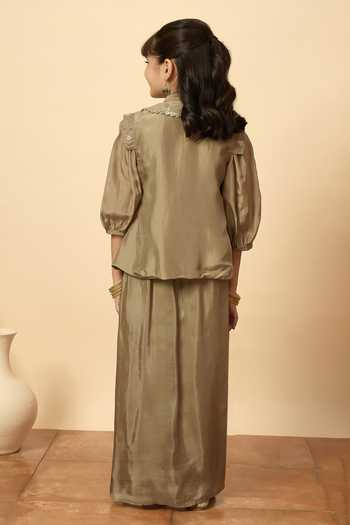 StyloBug Embroidered Jacket Skirt Set 
