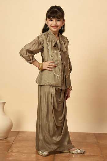 StyloBug Grey Viscose Embroidered Jacket Skirt Set Online at Aza Fashions StyloBug_Grey Viscose Embroidered Jacket Skirt Set _Online_at_Aza_Fashions