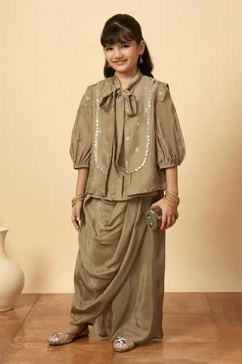 StyloBug Embroidered Jacket Skirt Set 