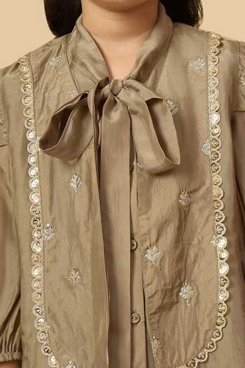 StyloBug Grey Viscose Embroidered Jacket Skirt Set at Aza Fashions StyloBug_Grey Viscose Embroidered Jacket Skirt Set _at_Aza_Fashions