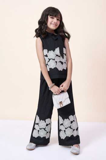 Buy StyloBug Black Polyester Embroidered Top And Pant Set Online at Aza Fashions Buy_StyloBug_Black Polyester Embroidered Top And Pant Set _Online_at_Aza_Fashions