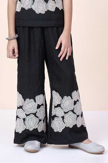 StyloBug Black Polyester Embroidered Top And Pant Set at Aza Fashions StyloBug_Black Polyester Embroidered Top And Pant Set _at_Aza_Fashions