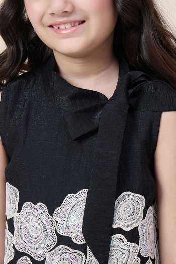 Buy StyloBug Black Polyester Embroidered Top And Pant Set Buy_StyloBug_Black Polyester Embroidered Top And Pant Set