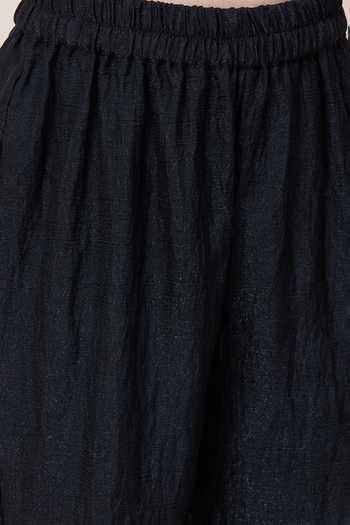 Shop StyloBug Black Polyester Embroidered Top And Pant Set Shop_StyloBug_Black Polyester Embroidered Top And Pant Set