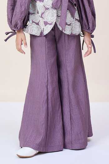 StyloBug Purple Polyester Embroidered Top And Pant Set Online at Aza Fashions StyloBug_Purple Polyester Embroidered Top And Pant Set _Online_at_Aza_Fashions