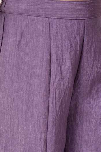 Buy StyloBug Purple Polyester Embroidered Top And Pant Set Buy_StyloBug_Purple Polyester Embroidered Top And Pant Set