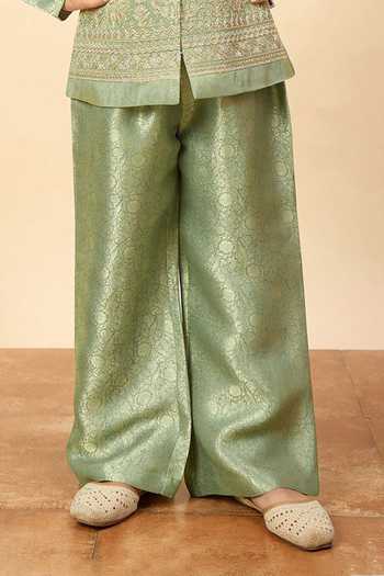 StyloBug Green Viscose Embroidered Jacket And Pant Set Online at Aza Fashions StyloBug_Green Viscose Embroidered Jacket And Pant Set _Online_at_Aza_Fashions