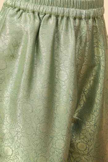 Shop StyloBug Green Viscose Embroidered Jacket And Pant Set Shop_StyloBug_Green Viscose Embroidered Jacket And Pant Set