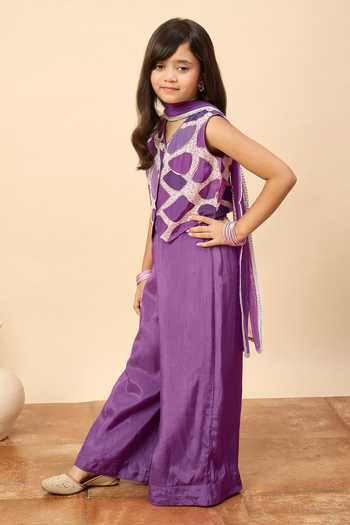 Buy StyloBug Purple Viscose Embroidered Jacket Pant Set Buy_StyloBug_Purple Viscose Embroidered Jacket Pant Set