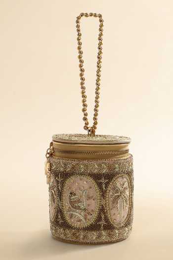 The Leather Garden Meher Barrel Embroidered Handbag