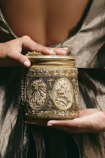 The Leather Garden Meher Barrel Embroidered Handbag