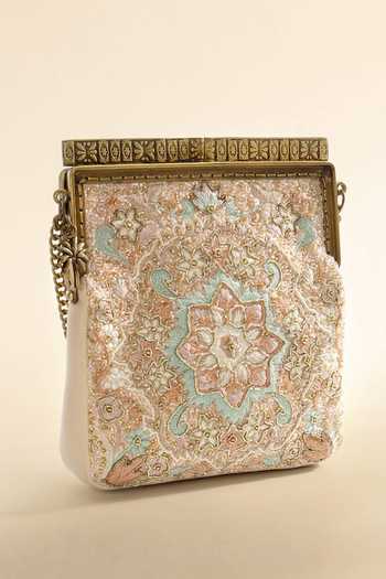 Buy_The Leather Garden_Gold Nazm Embroidered Clutch _Online_at_Aza_Fashions