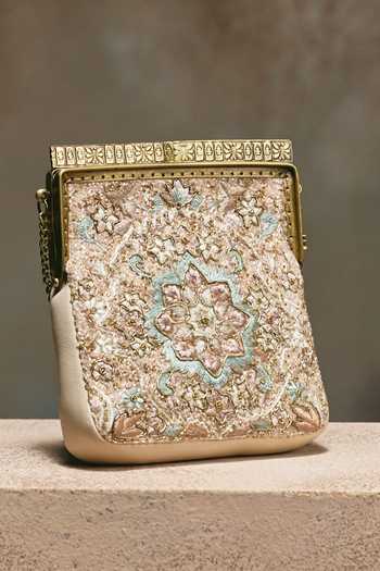Shop_The Leather Garden_Gold Nazm Embroidered Clutch _Online_at_Aza_Fashions