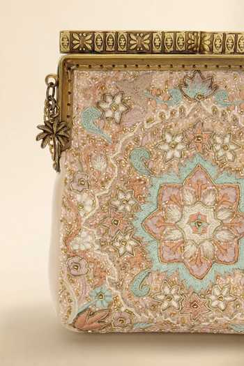 The Leather Garden_Gold Nazm Embroidered Clutch _at_Aza_Fashions
