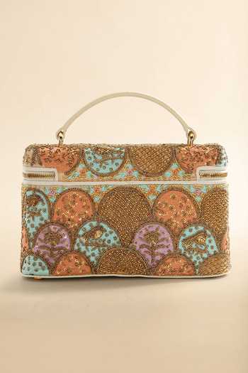 Buy The Leather Garden Ivory Rang Embroidered Vanity Bag Buy_The Leather Garden_Ivory Rang Embroidered Vanity Bag