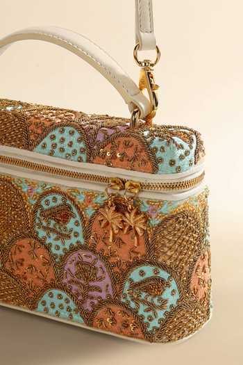 Shop The Leather Garden Ivory Rang Embroidered Vanity Bag Shop_The Leather Garden_Ivory Rang Embroidered Vanity Bag