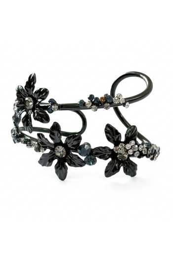 Ornamaas_Blue Palm Floral Sculptural Band Bracelet _Online_at_Aza_Fashions