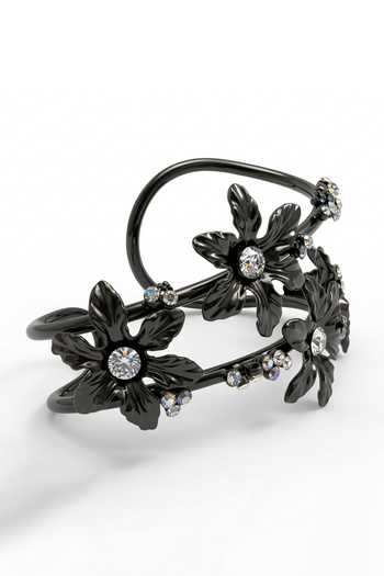 Buy_Ornamaas_Blue Palm Floral Sculptural Band Bracelet _Online_at_Aza_Fashions