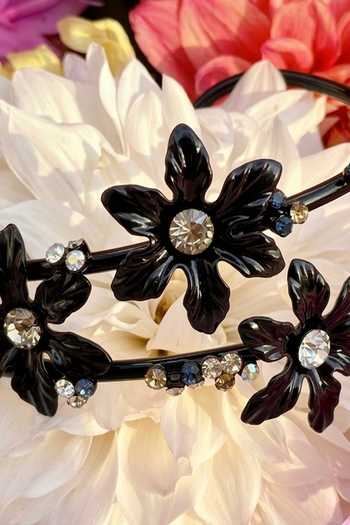 Shop_Ornamaas_Blue Palm Floral Sculptural Band Bracelet _Online_at_Aza_Fashions