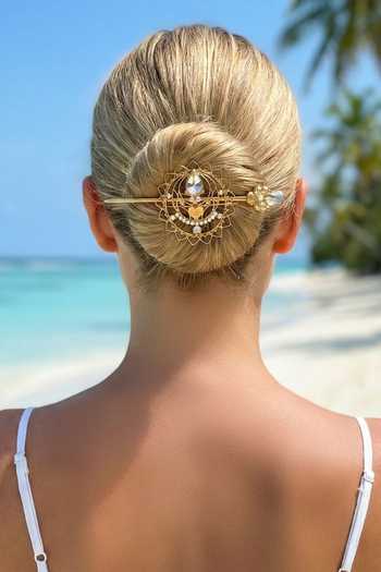 Ornamaas Black Radial Heart Bun Pins - Set Of 2 at Aza Fashions Ornamaas_Black Radial Heart Bun Pins - Set Of 2 _at_Aza_Fashions