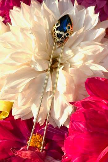 Shop Ornamaas Multi Color Ornate Stone Juda Pins - Set Of 2 Online at Aza Fashions Shop_Ornamaas_Multi Color Ornate Stone Juda Pins - Set Of 2 _Online_at_Aza_Fashions