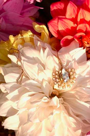 Buy_Ornamaas_White Pear Shaped Crystal Stone Maangtikka _Online_at_Aza_Fashions