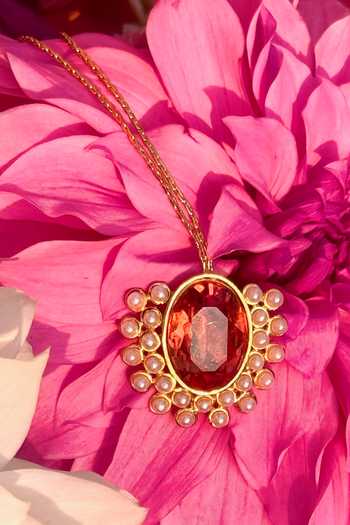 Buy_Ornamaas_Multi Color Amber Oval Gemstone Maangtikka _Online_at_Aza_Fashions