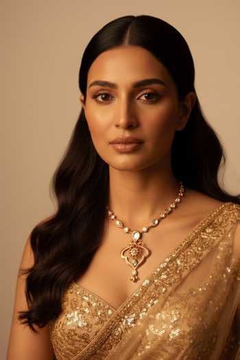 Shop_Ornamaas_Gold Plated Jahanara Pendant Necklace _Online_at_Aza_Fashions