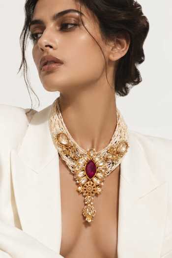 Ornamaas Filigree Marquise Gemstone Necklace 