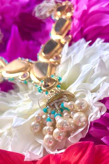 Ornamaas_Multi Color Jhumka Drop Pendant Necklace _at_Aza_Fashions