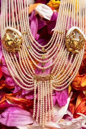 Ornamaas Gold Plated Pearl Tassel Ornamental Necklace Online at Aza Fashions Ornamaas_Gold Plated Pearl Tassel Ornamental Necklace _Online_at_Aza_Fashions
