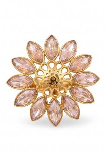 Ornamaas Pink Radiant Jaali Work Floral Ring Online at Aza Fashions Ornamaas_Pink Radiant Jaali Work Floral Ring _Online_at_Aza_Fashions