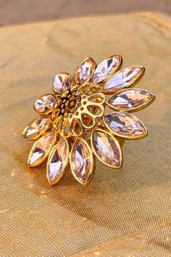 Shop Ornamaas Pink Radiant Jaali Work Floral Ring Online at Aza Fashions Shop_Ornamaas_Pink Radiant Jaali Work Floral Ring _Online_at_Aza_Fashions