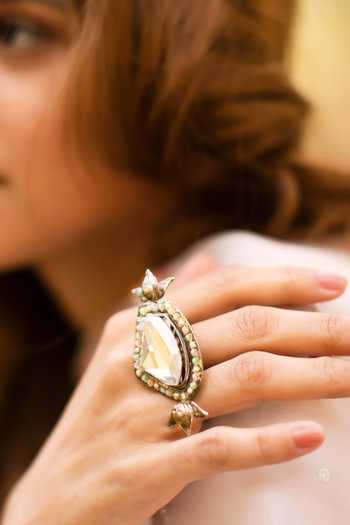 Buy_Ornamaas_Multi Color Galactic Cut Stone Ring _Online_at_Aza_Fashions