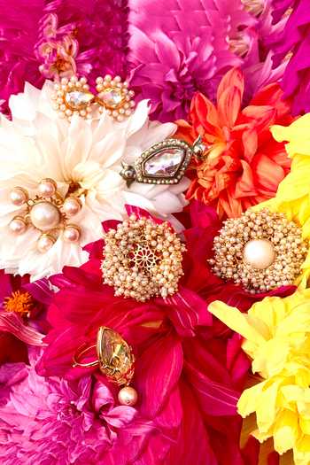 Ornamaas White Pearl Jhalar Ring at Aza Fashions Ornamaas_White Pearl Jhalar Ring _at_Aza_Fashions