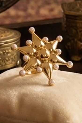 Shop_Ornamaas_White Sculptural Floral Petal Ring _Online_at_Aza_Fashions
