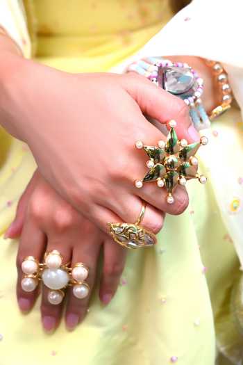 Ornamaas_White Sculptural Floral Petal Ring _at_Aza_Fashions