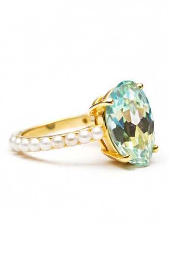 Ornamaas White Large Teardrop Crystal Ring Online at Aza Fashions Ornamaas_White Large Teardrop Crystal Ring _Online_at_Aza_Fashions
