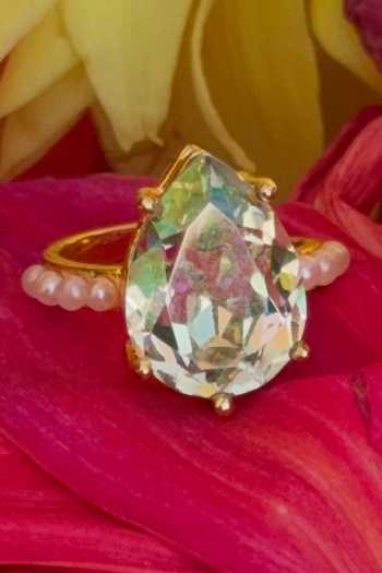 Ornamaas Large Teardrop Crystal Ring 