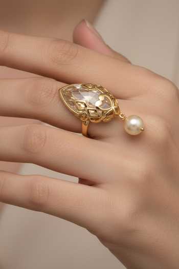 Ornamaas Pear Shaped Crystal Ring 