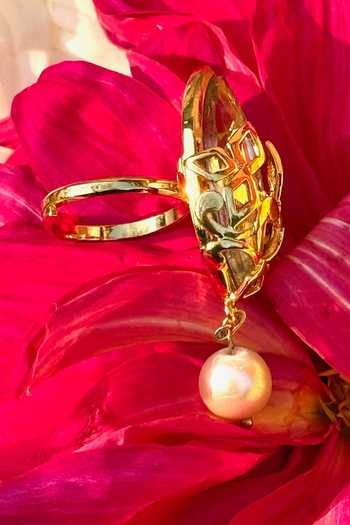 Buy Ornamaas White Pear Shaped Crystal Ring Online at Aza Fashions Buy_Ornamaas_White Pear Shaped Crystal Ring _Online_at_Aza_Fashions