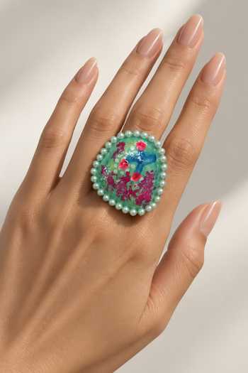 Ornamaas Floral Hand Painted Ring 