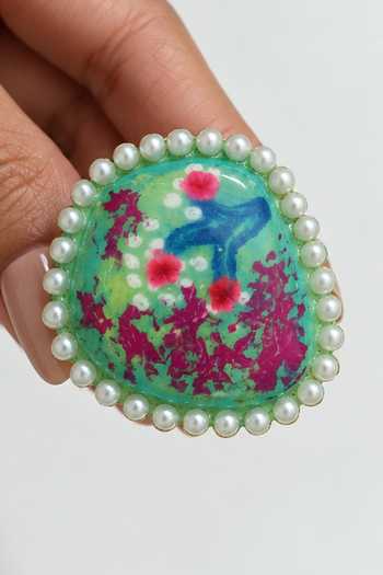 Ornamaas Floral Hand Painted Ring 