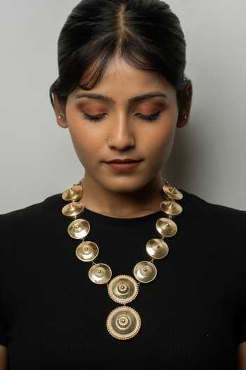 Anki Bunki Aditi Vartula Carved Circular Pendant Necklace 