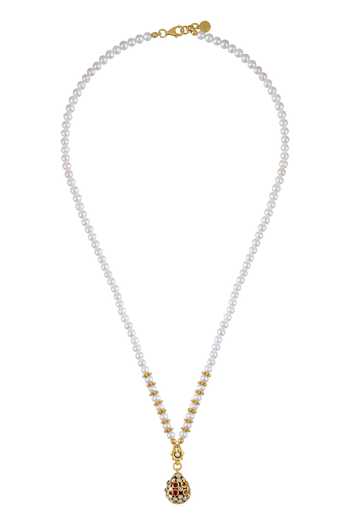 Tribe Amrapali Navratna Aruna Pendant Necklace