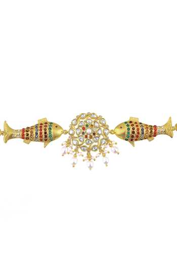 Tribe Amrapali Navratna Fish Necklace