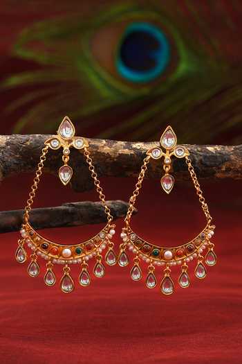 Tribe Amrapali Gold Plated Navratna Aisha Earrings Online at Aza Fashions Tribe Amrapali_Gold Plated Navratna Aisha Earrings _Online_at_Aza_Fashions